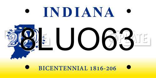 8LUO63 Indiana License Plate