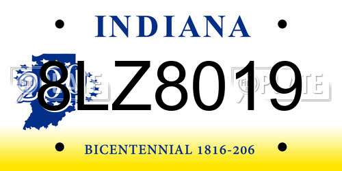 8LZ8019 Indiana License Plate