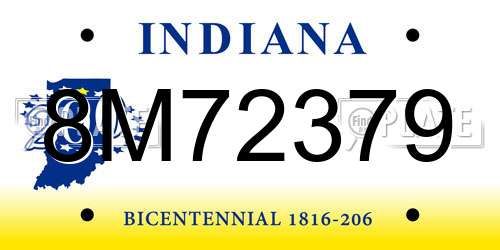 8M72379 Indiana License Plate