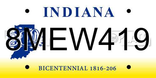 8MEW419 Indiana License Plate