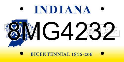 8MG4232 Indiana License Plate