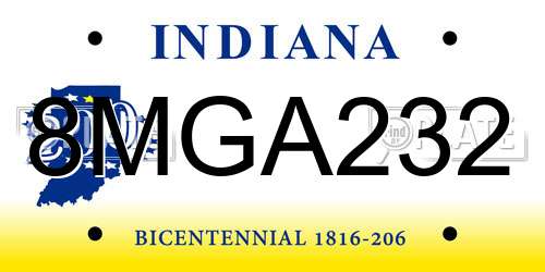 8MGA232 Indiana License Plate