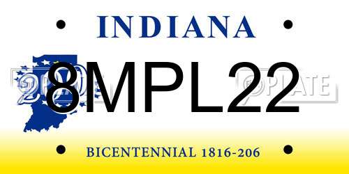 8MPL22 Indiana License Plate