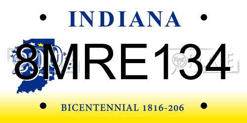 8MRE134 Indiana License Plate