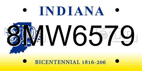 8MW6579 Indiana License Plate