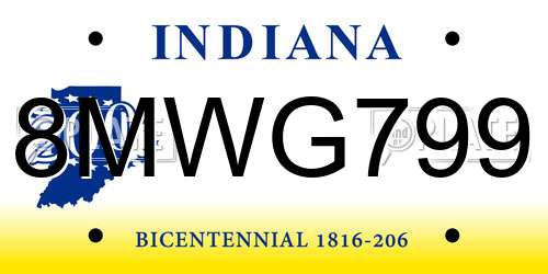 8MWG799 Indiana License Plate