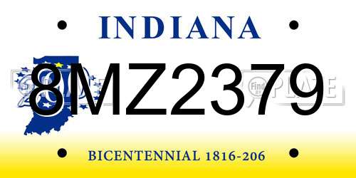 8MZ2379 Indiana License Plate