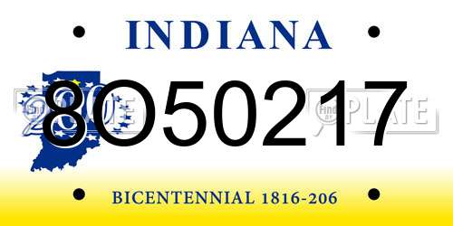 8O50217 Indiana License Plate