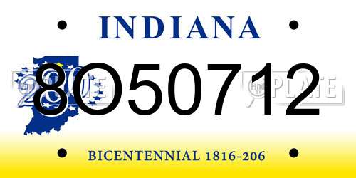 8O50712 Indiana License Plate