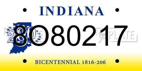 8O80217 Indiana License Plate