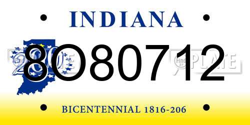 8O80712 Indiana License Plate