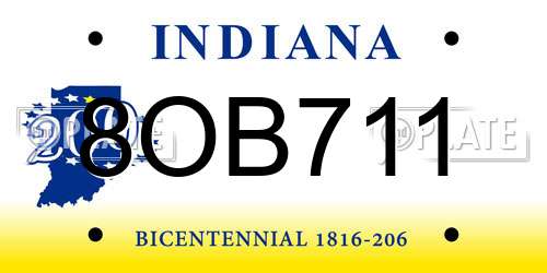 8OB711 Indiana License Plate