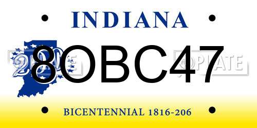 8OBC47 Indiana License Plate
