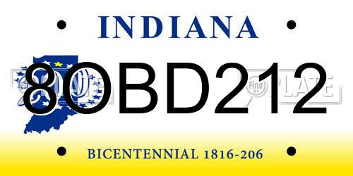 8OBD212 Indiana License Plate
