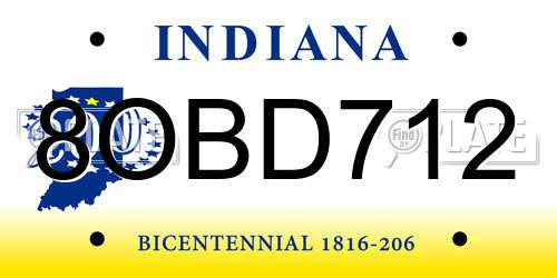 8OBD712 Indiana License Plate