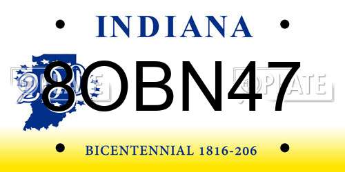 8OBN47 Indiana License Plate