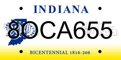 8OCA655 Indiana License Plate