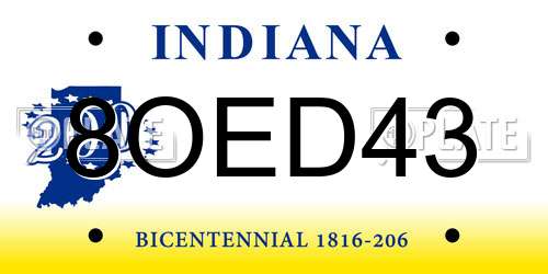 8OED43 Indiana License Plate