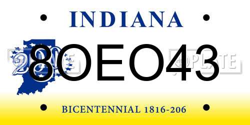 8OEO43 Indiana License Plate