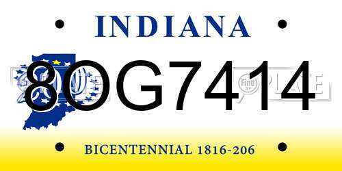 8OG7414 Indiana License Plate