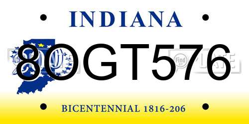 8OGT576 Indiana License Plate