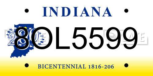 8OL5599 Indiana License Plate