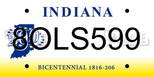 8OLS599 Indiana License Plate
