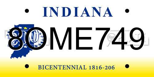 8OME749 Indiana License Plate