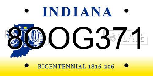 8OOG371 Indiana License Plate