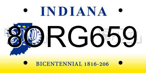 8ORG659 Indiana License Plate