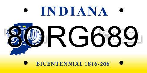 8ORG689 Indiana License Plate