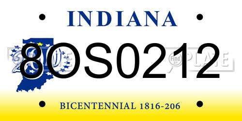 8OS0212 Indiana License Plate