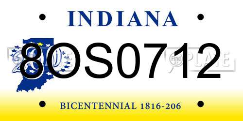 8OS0712 Indiana License Plate
