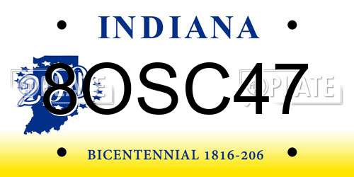 8OSC47 Indiana License Plate