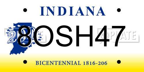 8OSH47 Indiana License Plate