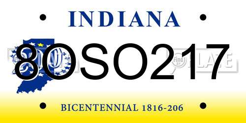 8OSO217 Indiana License Plate