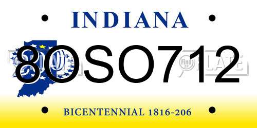 8OSO712 Indiana License Plate