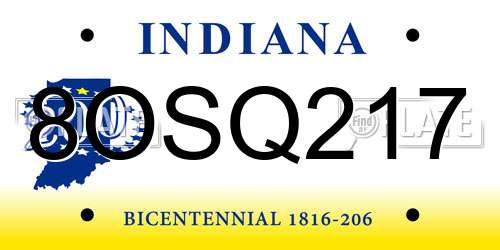 8OSQ217 Indiana License Plate