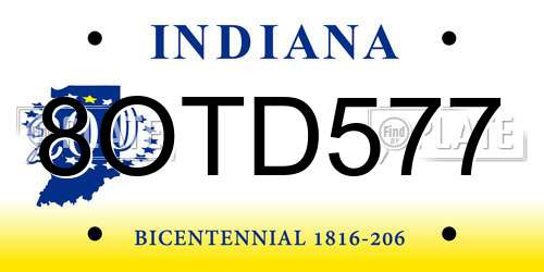 8OTD577 Indiana License Plate