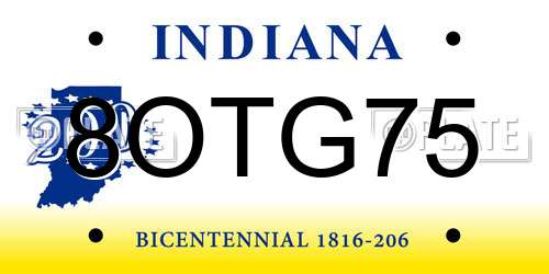 8OTG75 Indiana License Plate