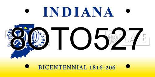 8OTO527 Indiana License Plate