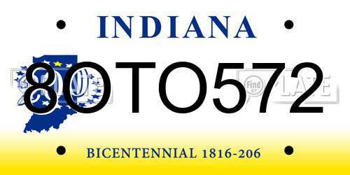 8OTO572 Indiana License Plate