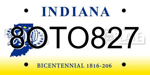 8OTO827 Indiana License Plate