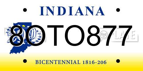 8OTO877 Indiana License Plate