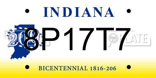8P17T7 Indiana License Plate