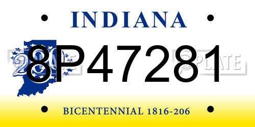 8P47281 Indiana License Plate