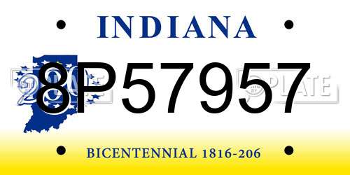 8P57957 Indiana License Plate