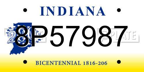 8P57987 Indiana License Plate