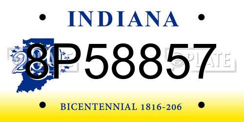 8P58857 Indiana License Plate