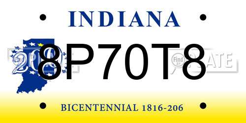 8P70T8 Indiana License Plate